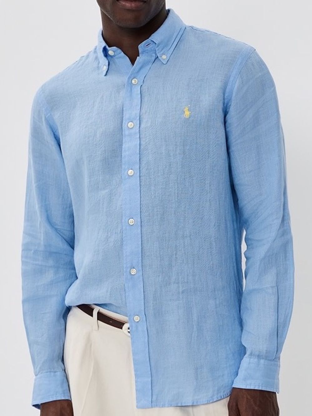 Polo Ralph Lauren men’s light blue linen classic fit button up shirt sz L nwt